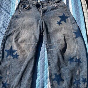 Free People Blue Flare Jeans with Star Accents